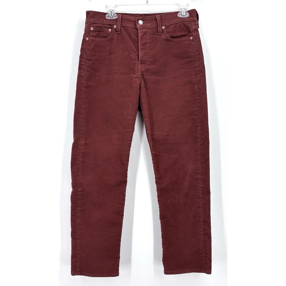 Levi's Premium Wedgie Straight Corduroy Pants Size 29 Burgundy High Rise